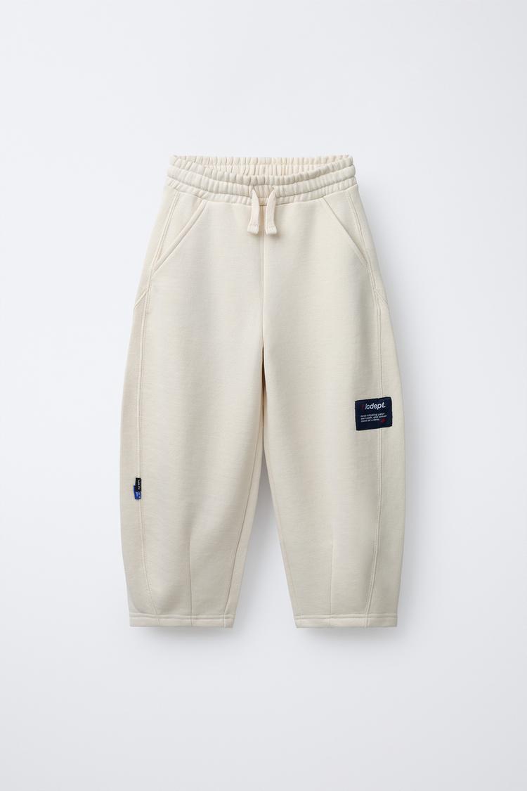 BARREL PLUSH PANTS WITH LABEL - Zara product image