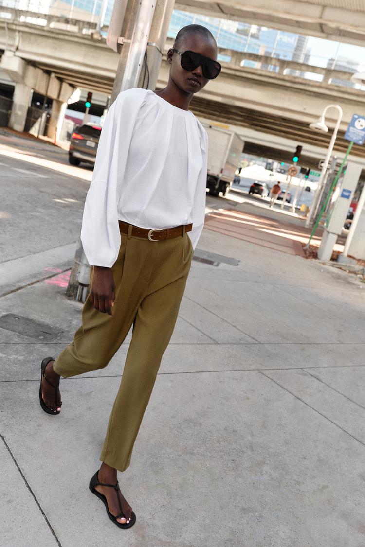 BELTED PLEATED PANTS - Zara product image