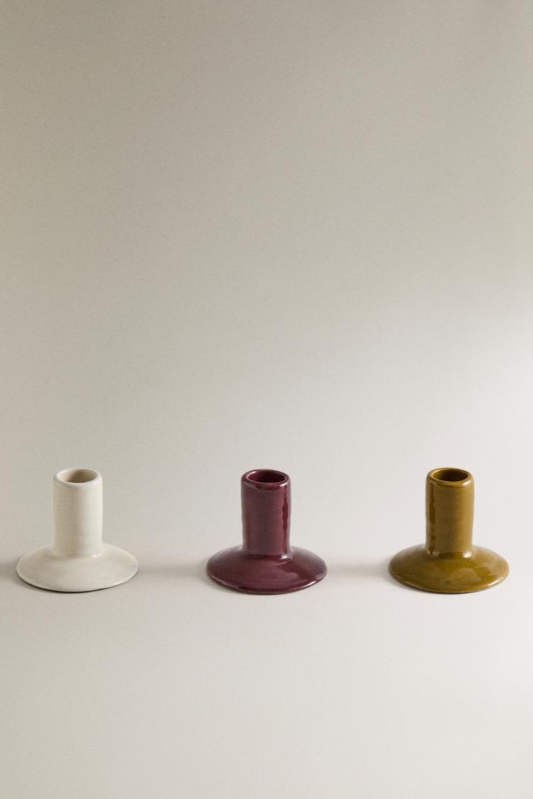 STONEWARE CANDLESTICK SET (PACK OF 3) - Zara product image