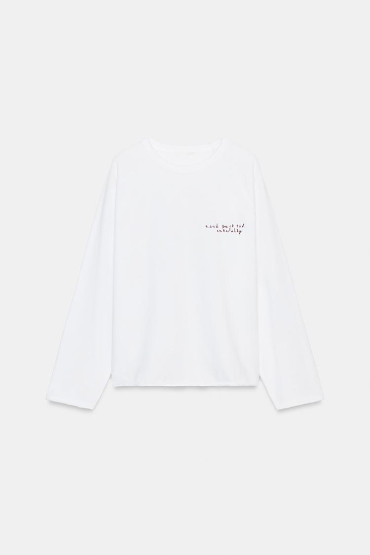 LONG SLEEVE TEXT T-SHIRT - Zara product image