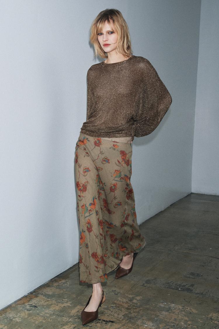 ZW COLLECTION FLORAL WOOL SKIRT - Zara product image