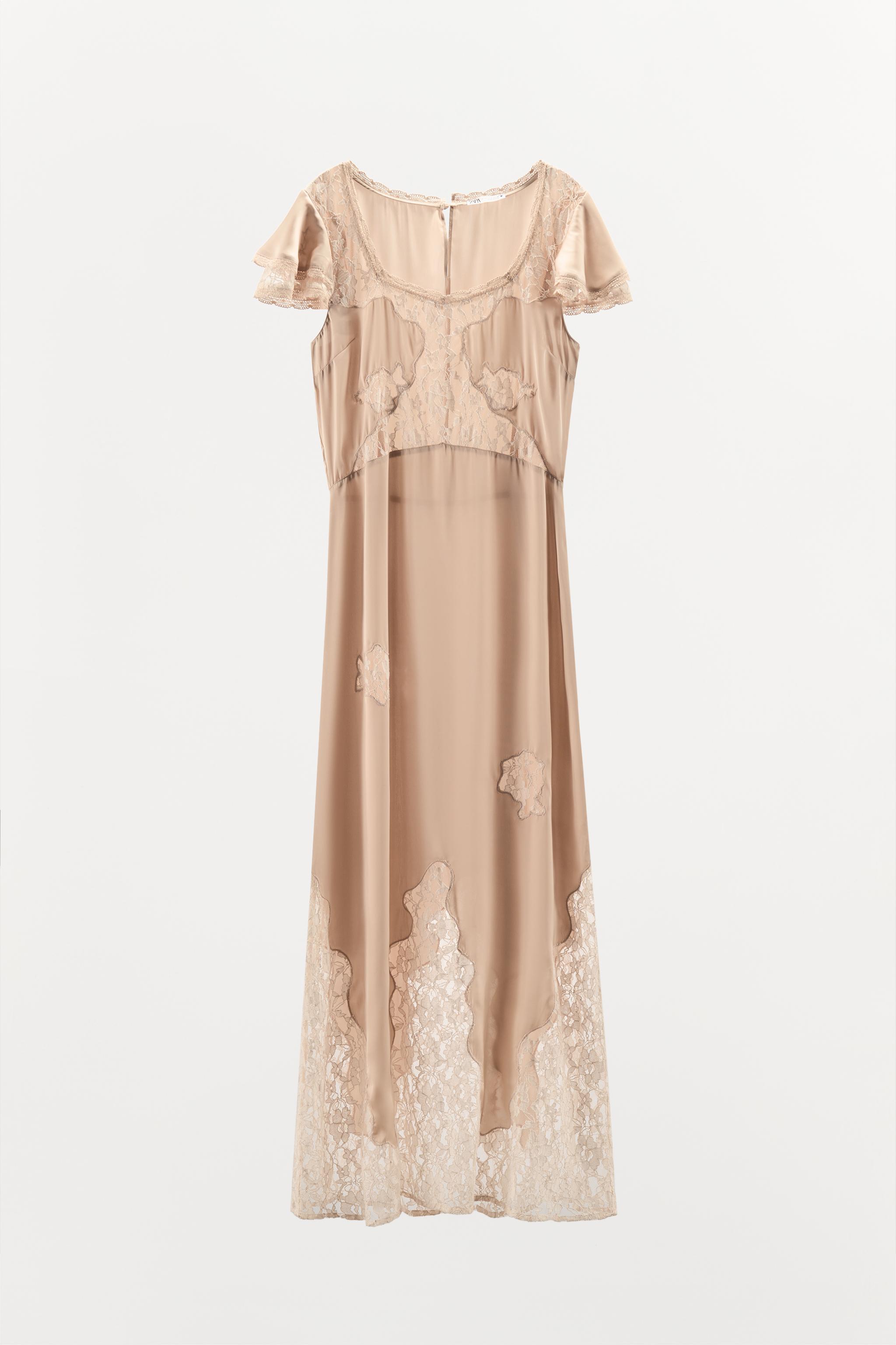 SATIN EMBROIDERED MIDI DRESS