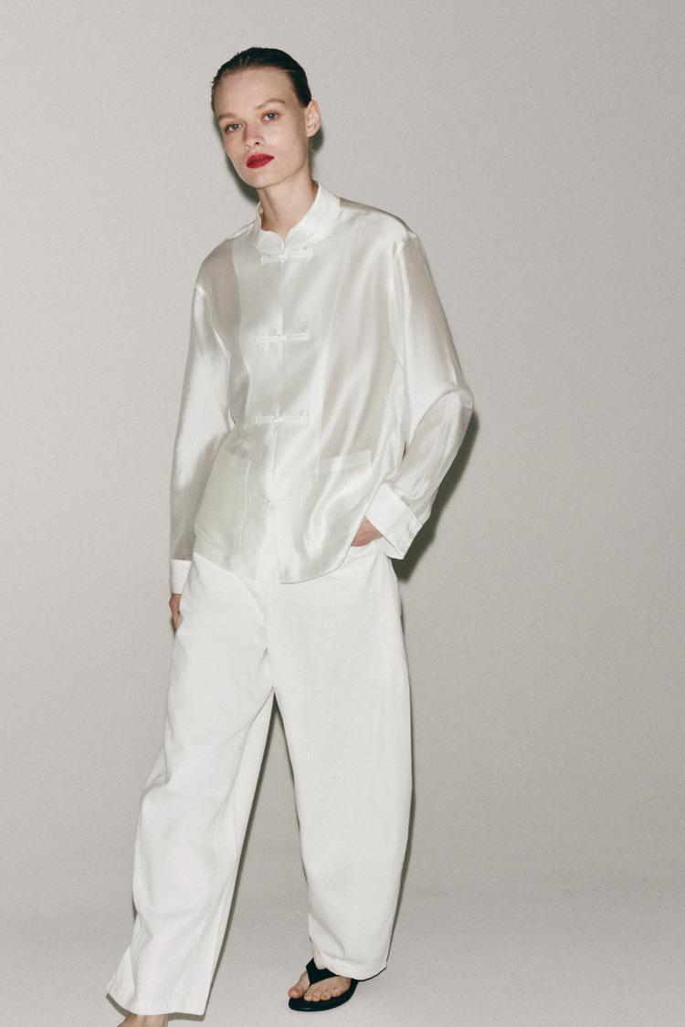 SATIN EFFECT FIREMAN CLASP SHIRT ZW COLLECTION - Zara product image