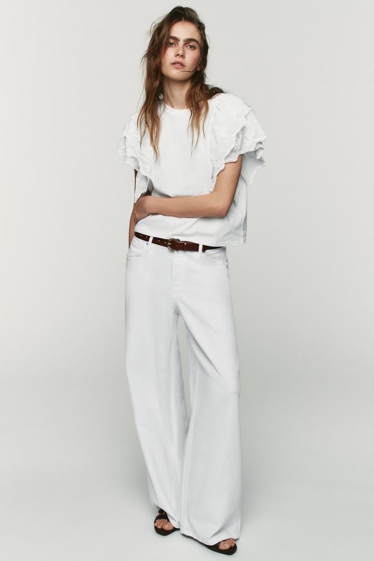 SHORT SLEEVE RUFFLE T-SHIRT - Zara product image
