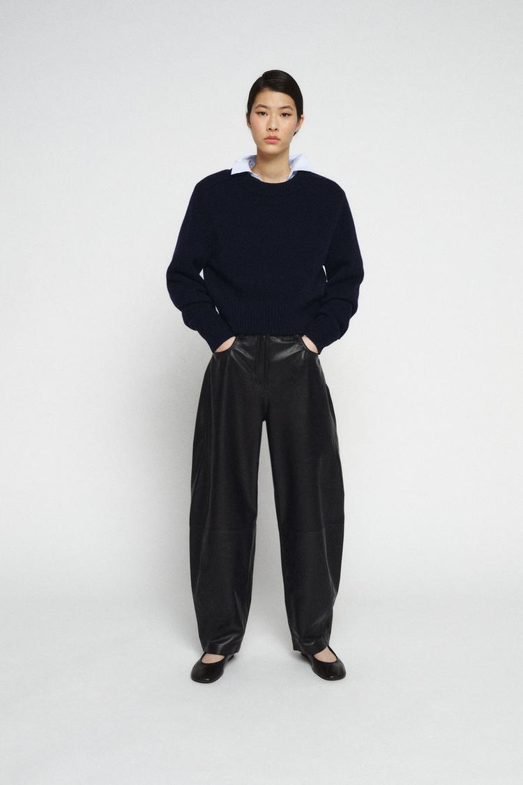ZW COLLECTION LIMITED EDITION LEATHER BARREL PANTS - Zara product image