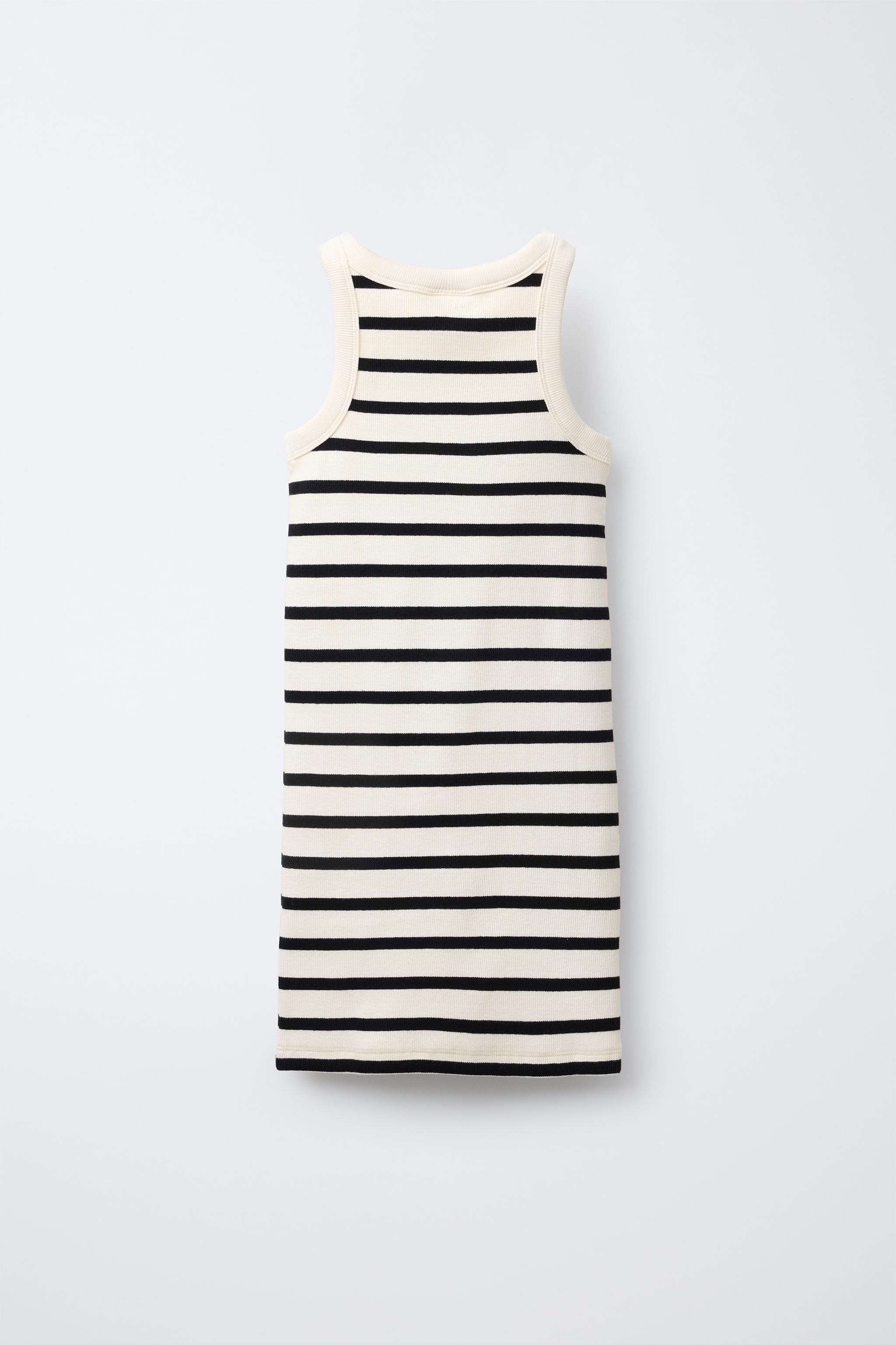 STRIPED RIBBED DRESS