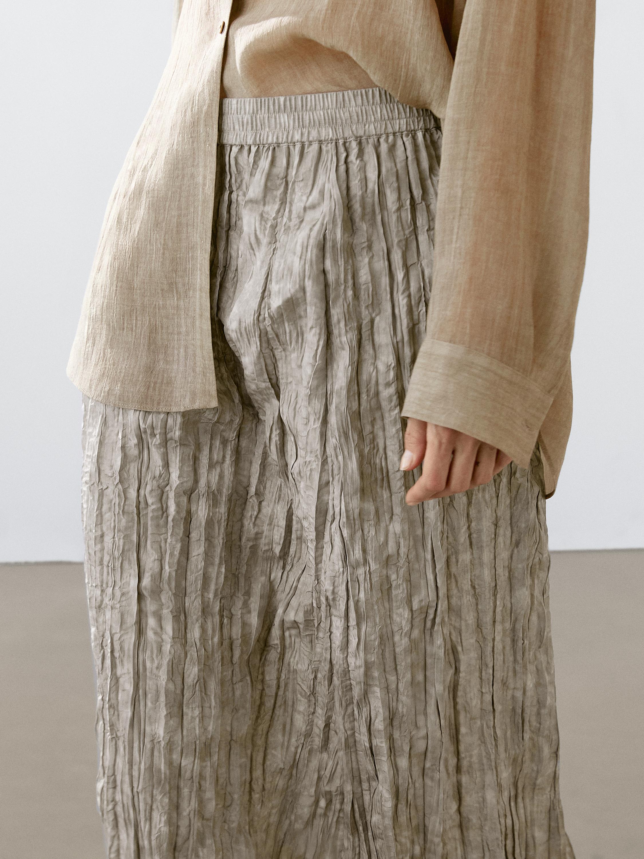 Flowing midi skirt with striped detail