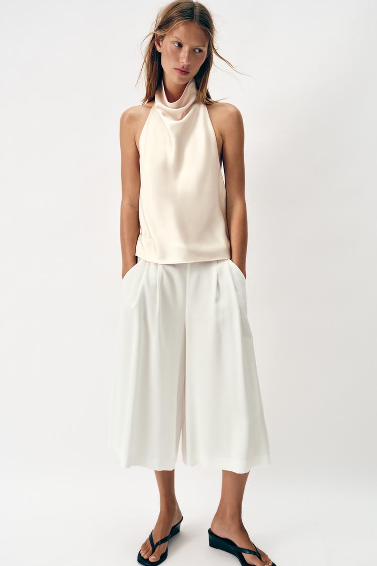 SATIN EFFECT HALTER TOP - Zara product image