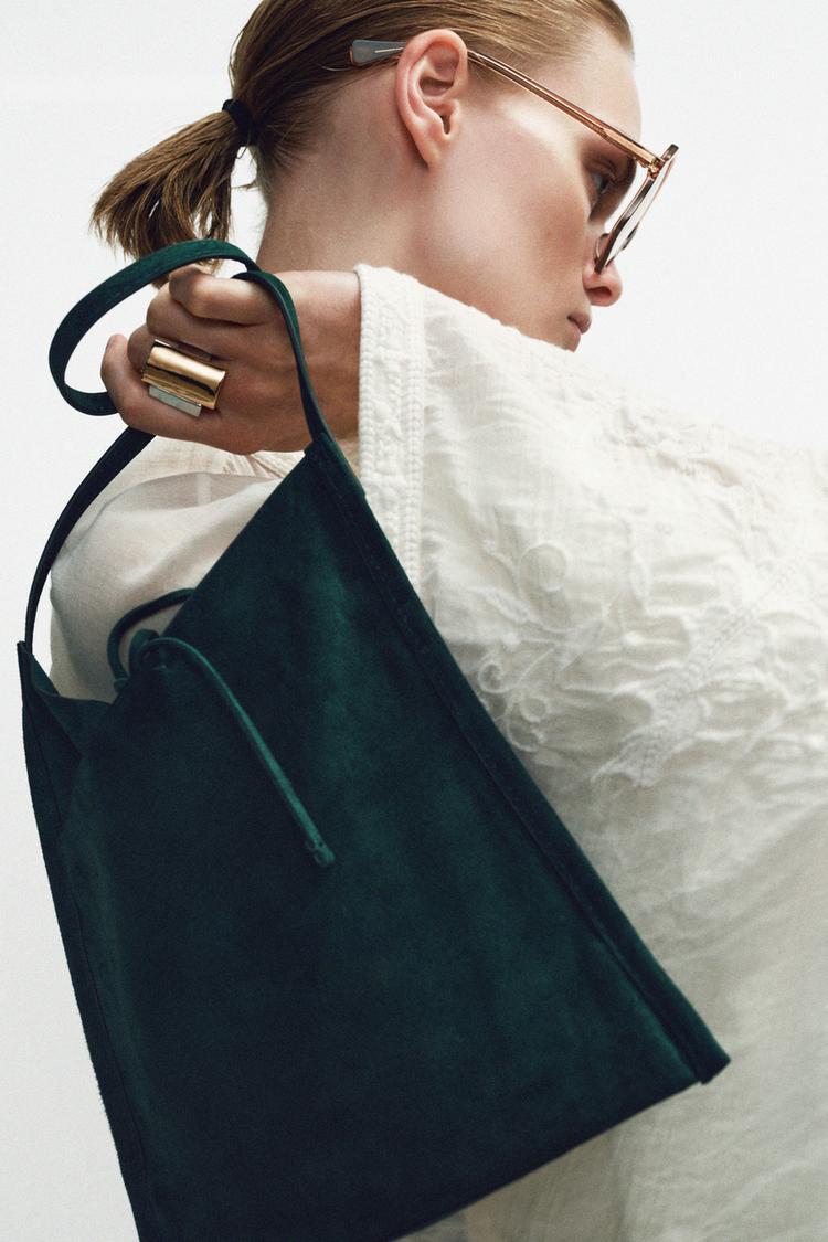 FLAT LEATHER MINI BAG WITH TIE CLOSURE - Zara product image