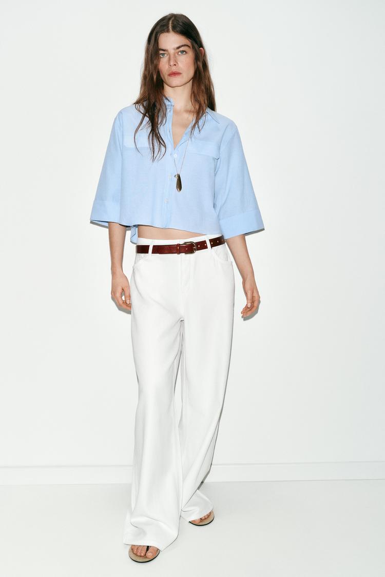SHORT SHIRT WITH STRIPED FLAPS - Zara product image