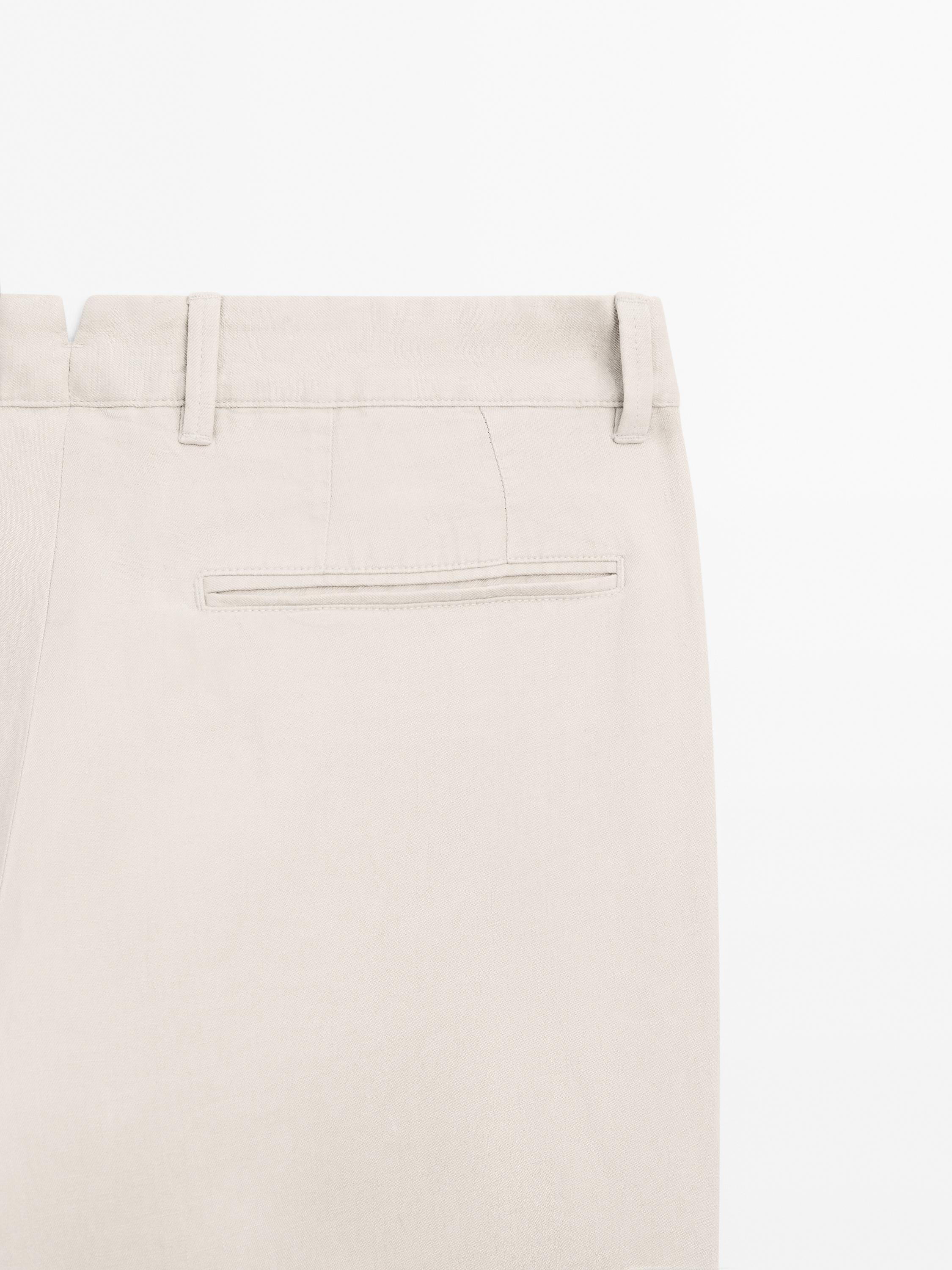 Pantalon tapered fit 100 % lin