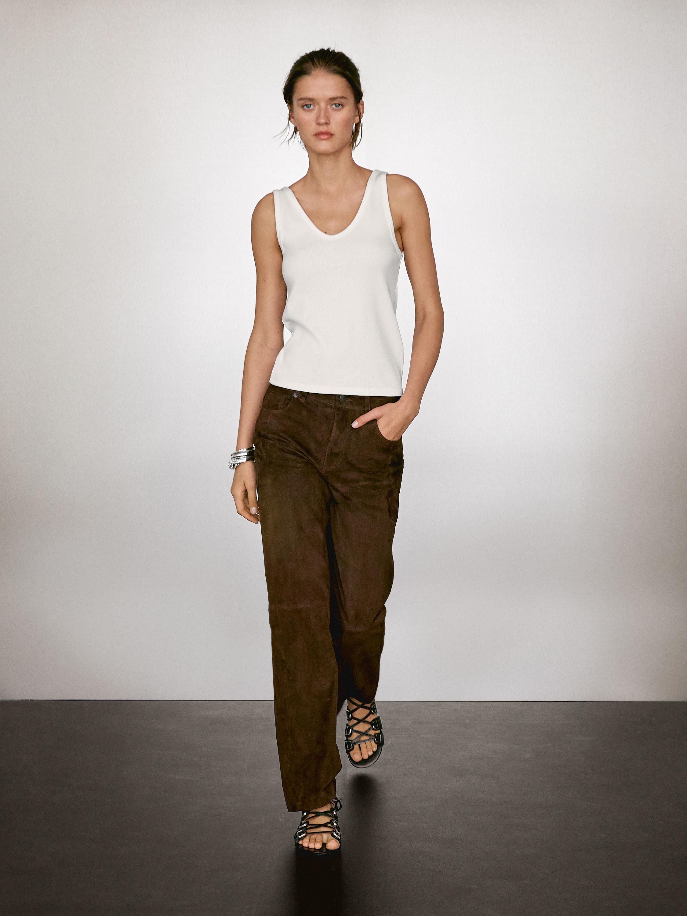 Cotton blend strappy top