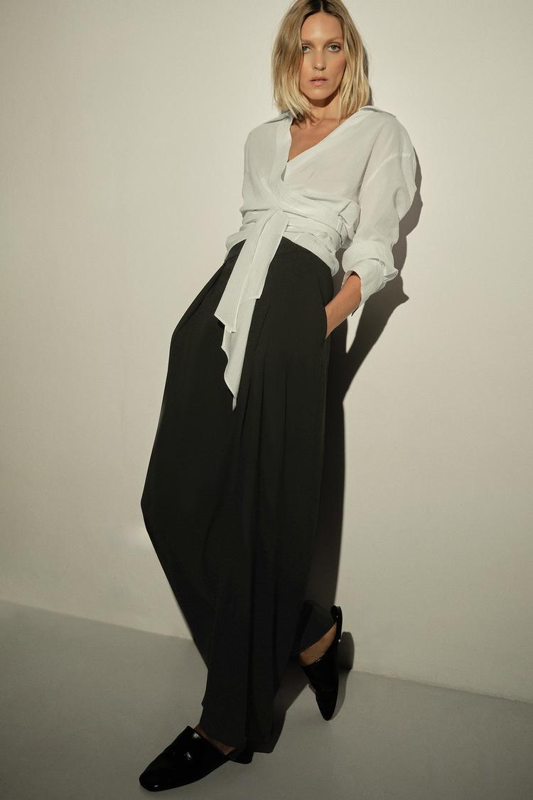 WIDE LEG PLEATED PANTS ZW COLLECTION - Zara product image