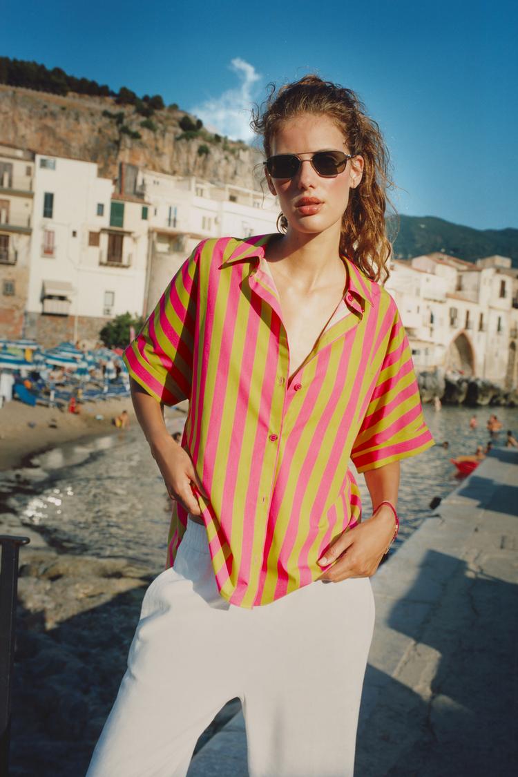 SHORT SLEEVE STRIPED SHIRT - Zara product image