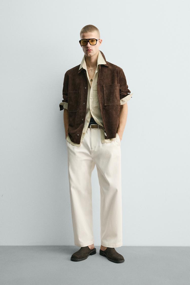 SUEDE LEATHER POCKET OVERSHIRT - Zara product image