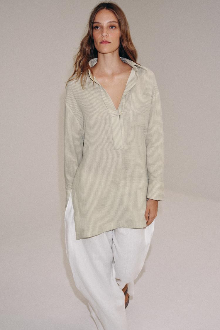 ZW COLLECTION ASYMMETRIC STRIPED SHIRT - Zara product image