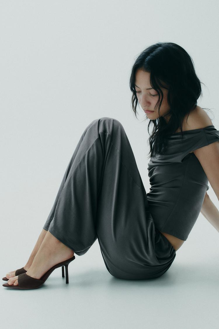 SPLIT LEATHER HEELED SANDALS - Zara product image