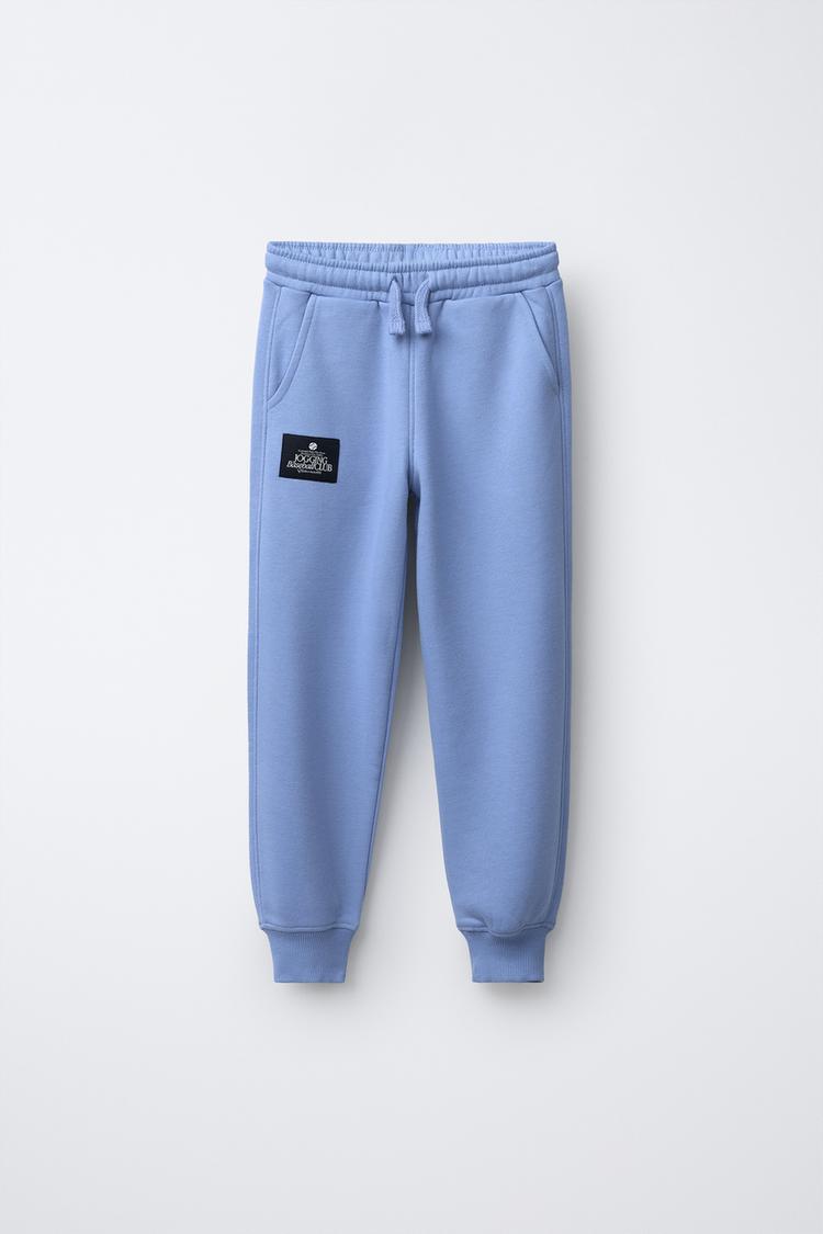 JOGGING PLUSH PANTS WITH LABEL - Zara product image