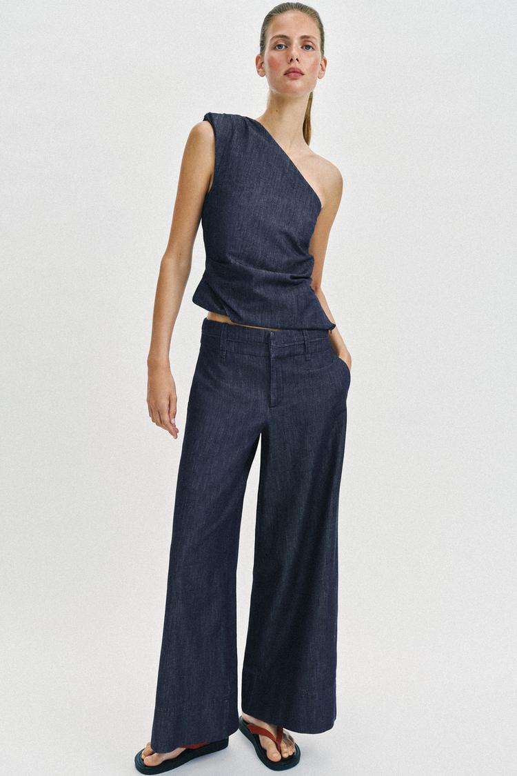 WIDE-LEG LINEN BLEND PANTS - Zara product image
