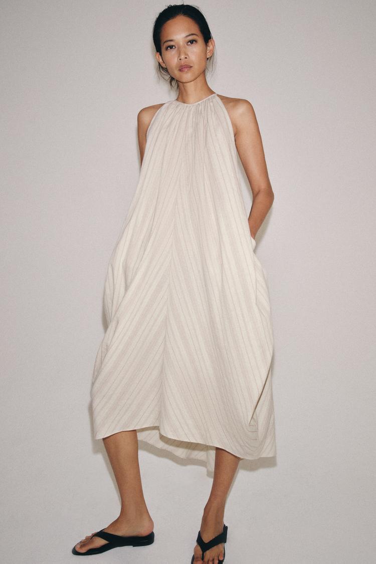 HALTER DRESS WITH LINEN ZW COLLECTION - Zara product image
