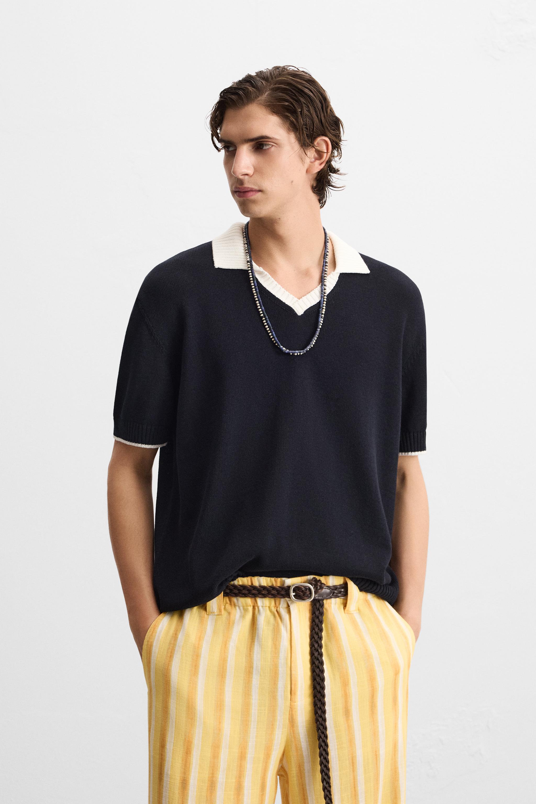 CONTRAST KNIT POLO SHIRT