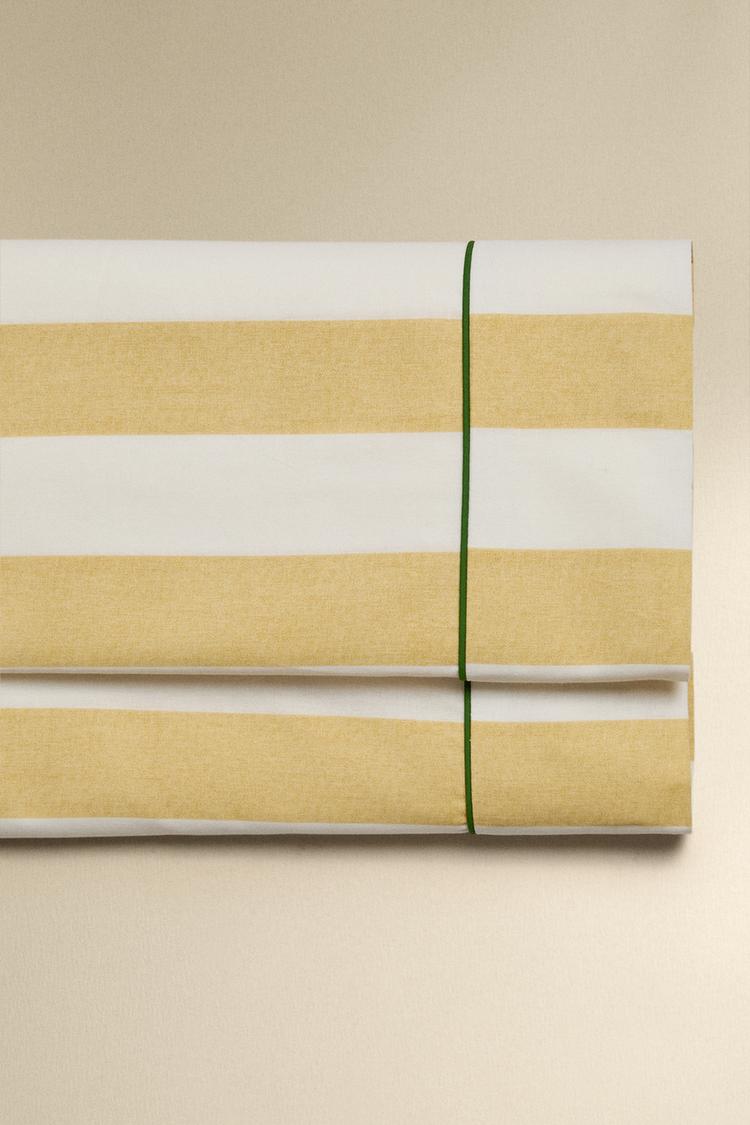 STRIPED FADED COTTON FLAT SHEET - Zara product image