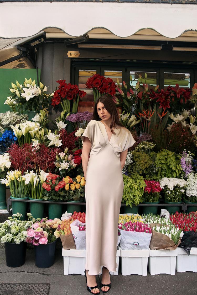 SATIN EFFECT MIDI DRESS