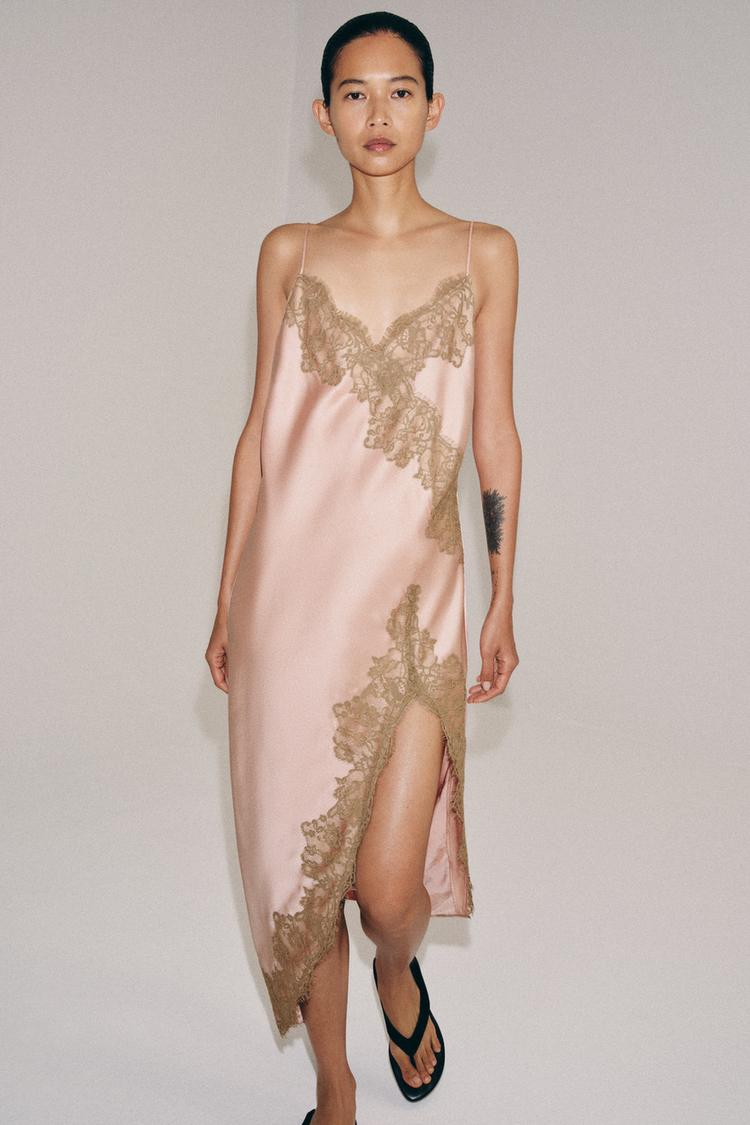 ZW COLLECTION SATIN LACE DRESS - Zara product image