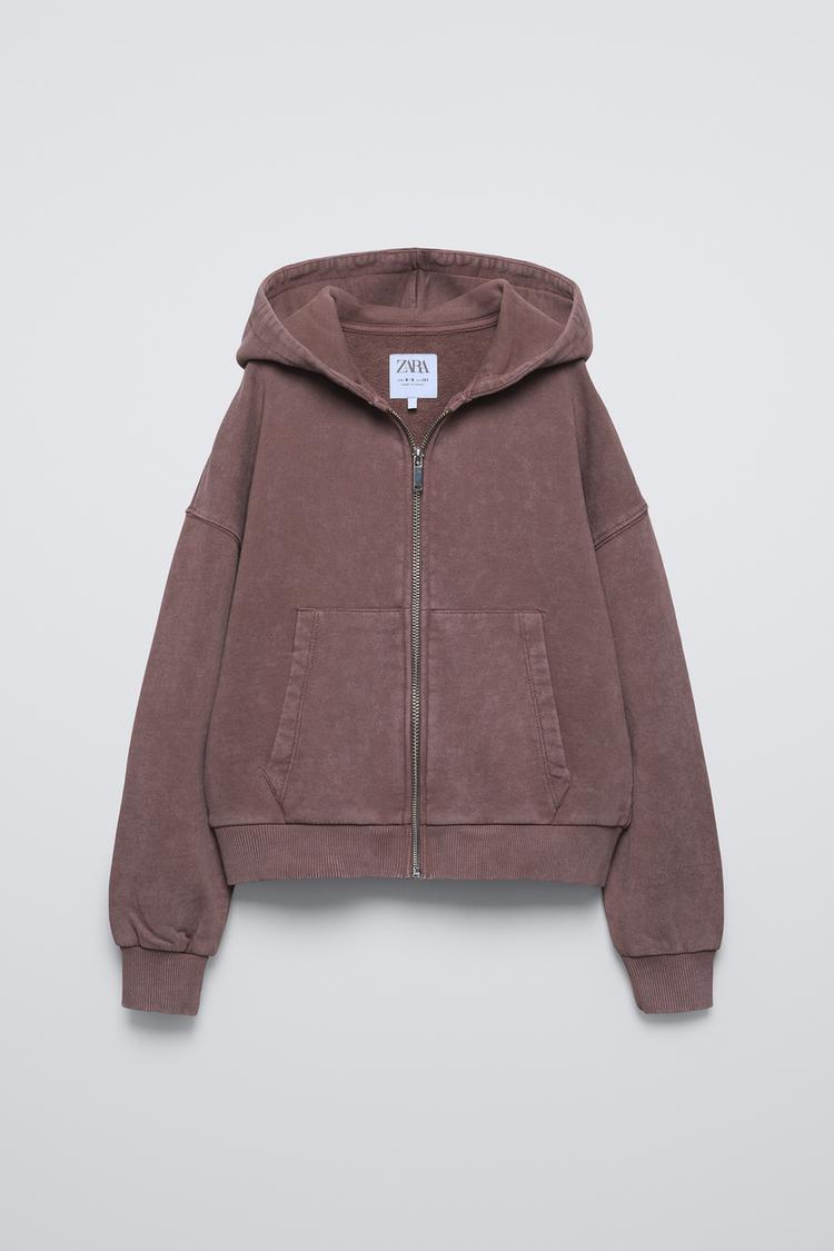 WASHED EFFECT HOODED JACKET