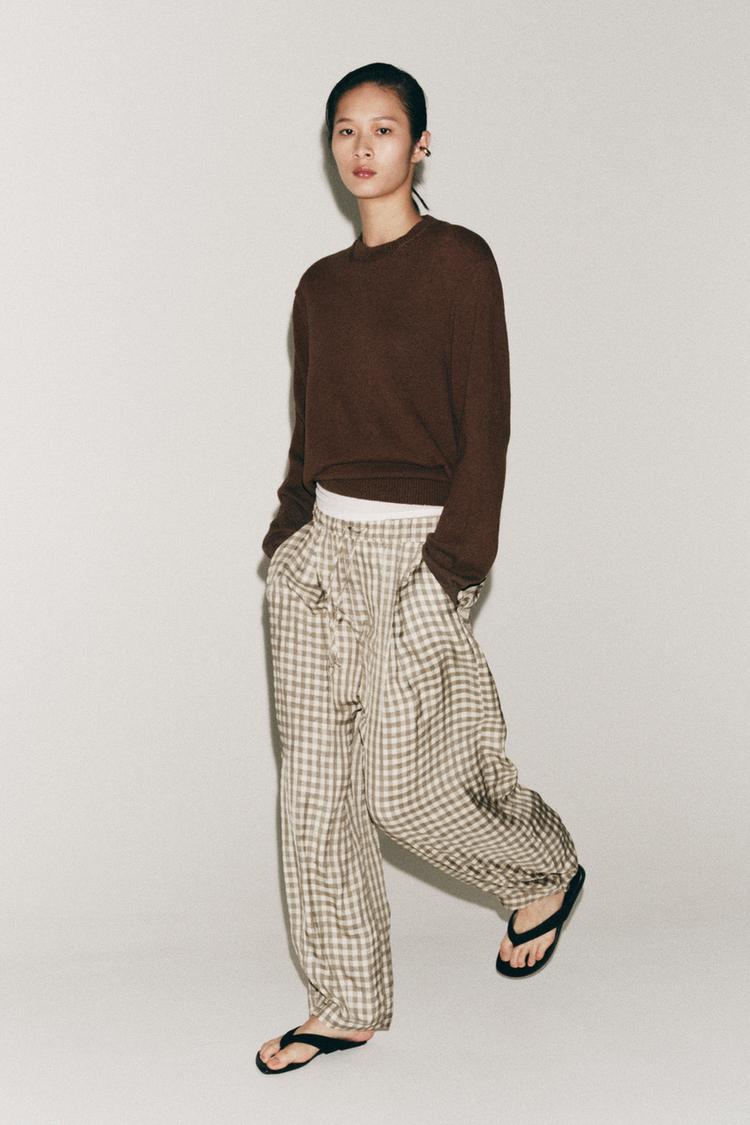 ZW COLLECTION FLOWY PLAID PANTS - Zara product image