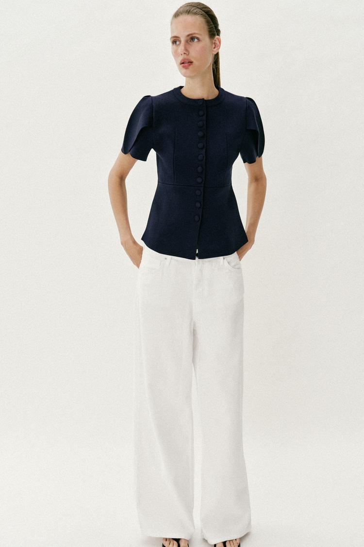 PUFF SLEEVE CARDIGAN WITH SLITS - Zara product image