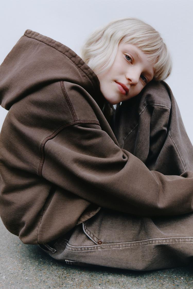 CROPPED BALLOON SWEATSHIRT WITH LABEL