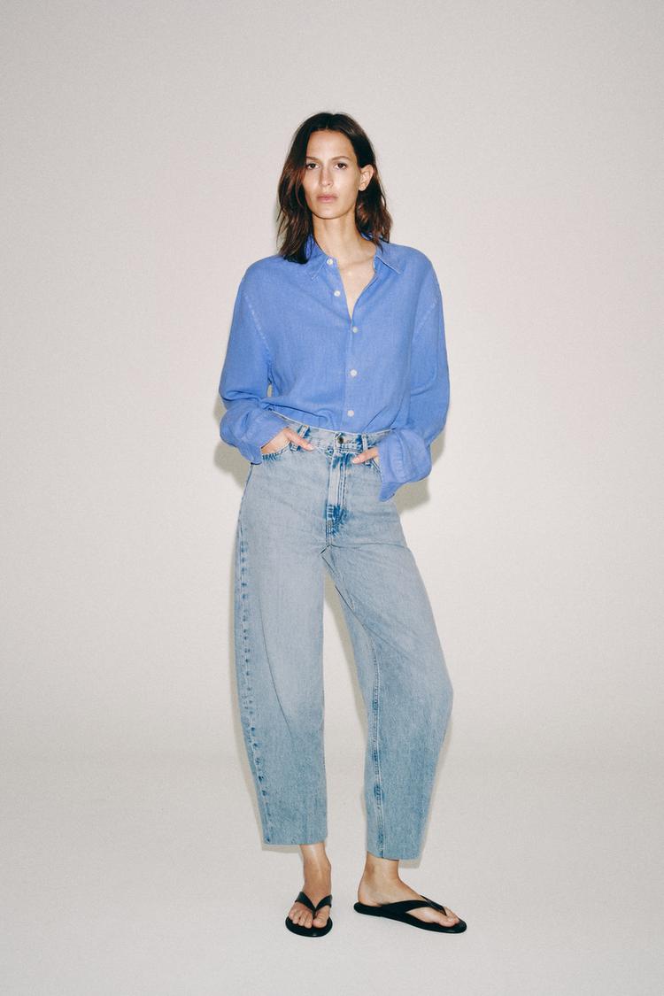 ZW COLLECTION HIGH WAIST TAPERED JEANS - Zara product image