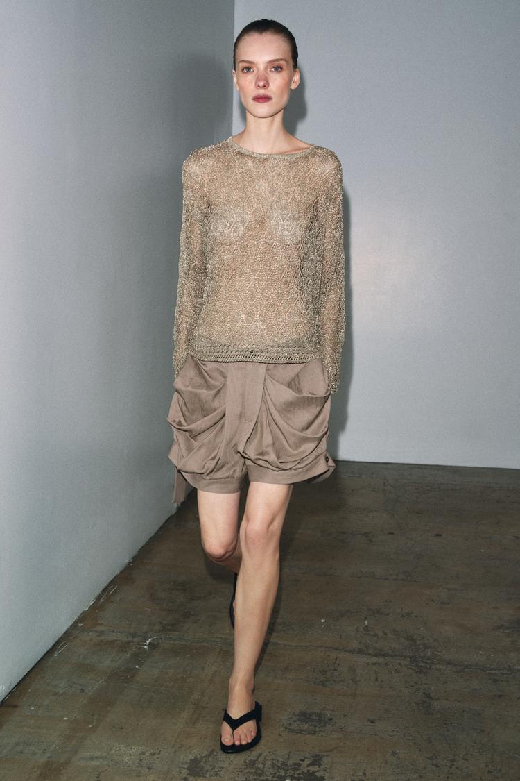METALLIC THREAD POINTELLE KNIT JUMPER - Zara product image