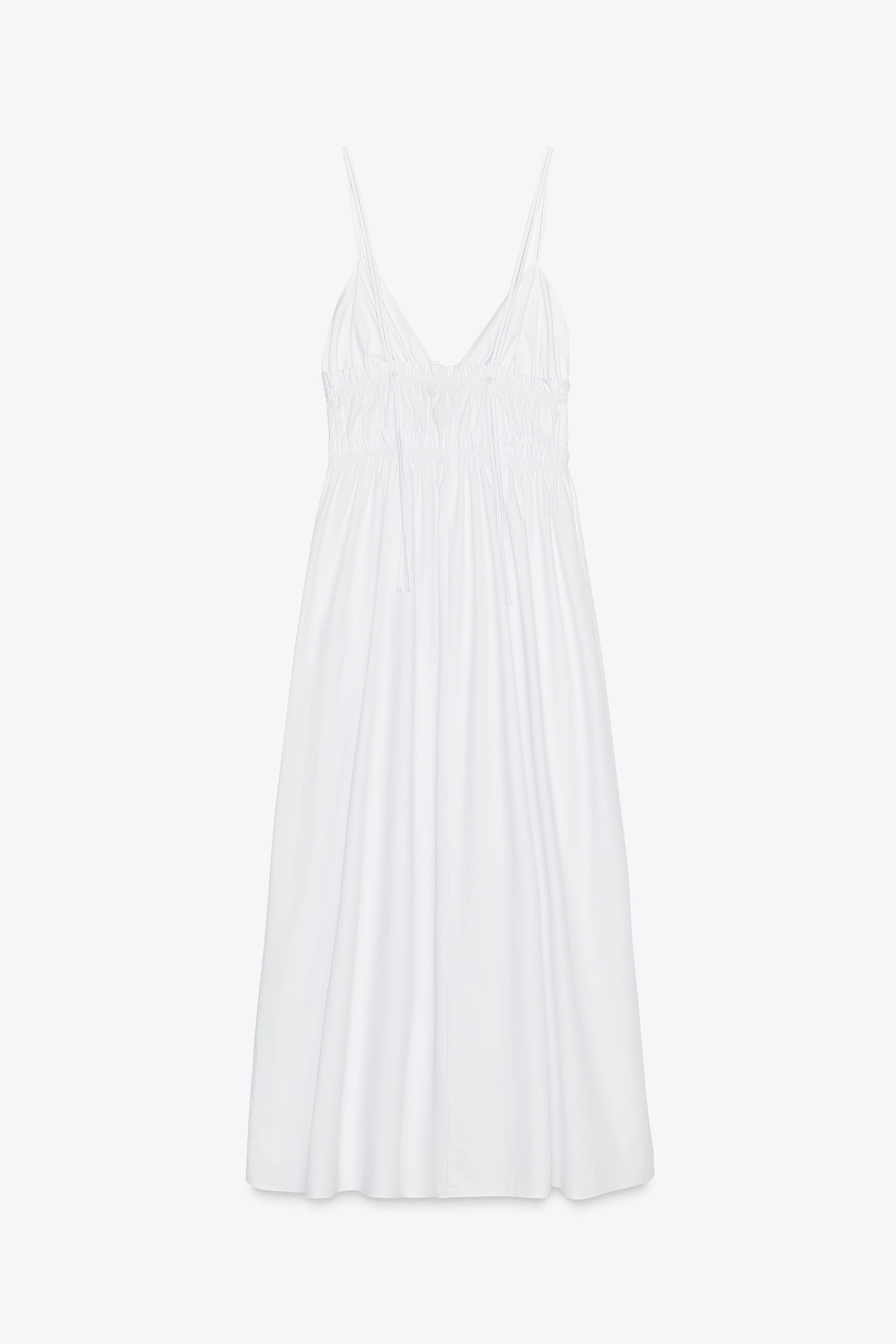 POPLIN MIDI DRESS WITH STRAPS