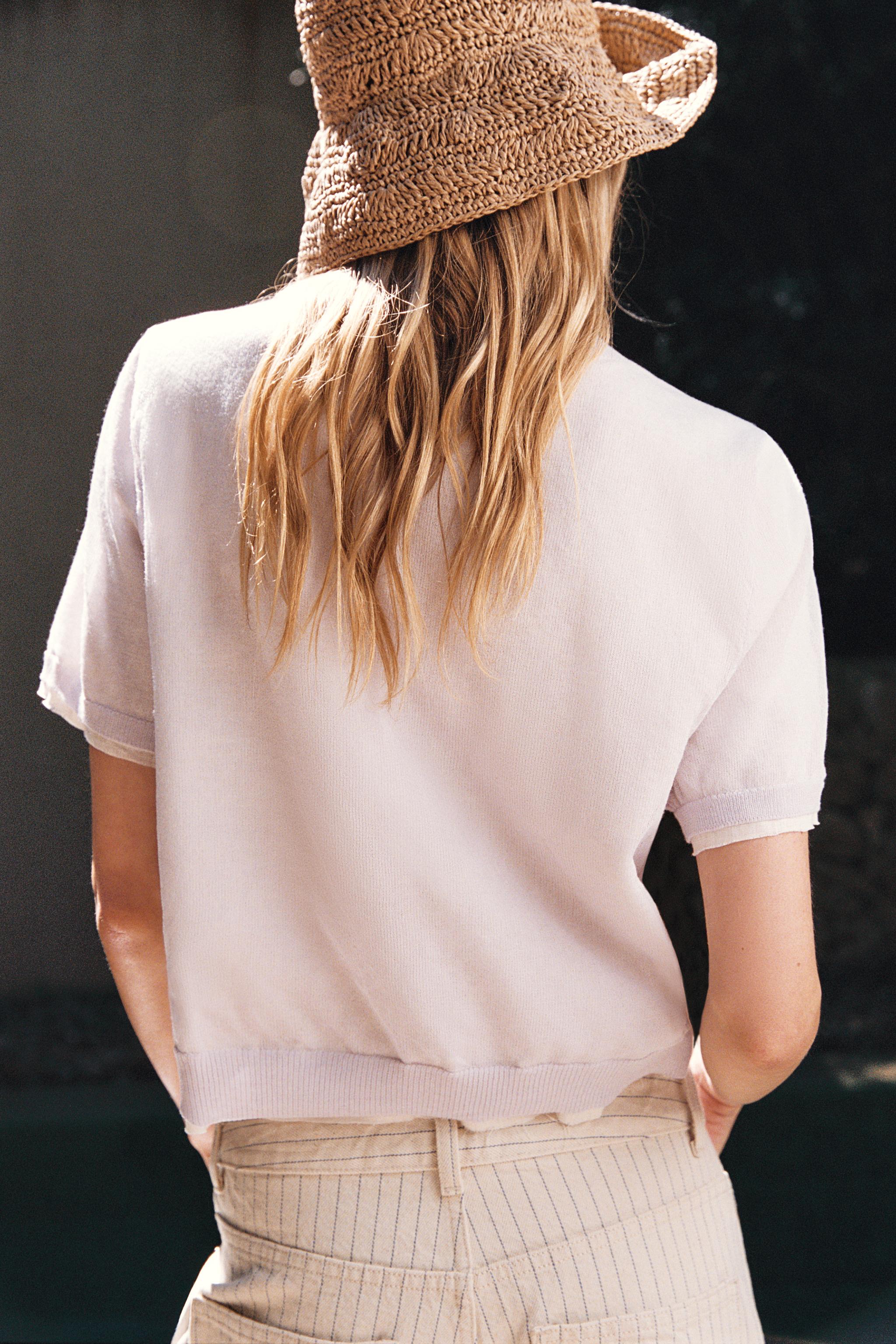 DOUBLE LAYER KNIT JACKET WITH LINEN