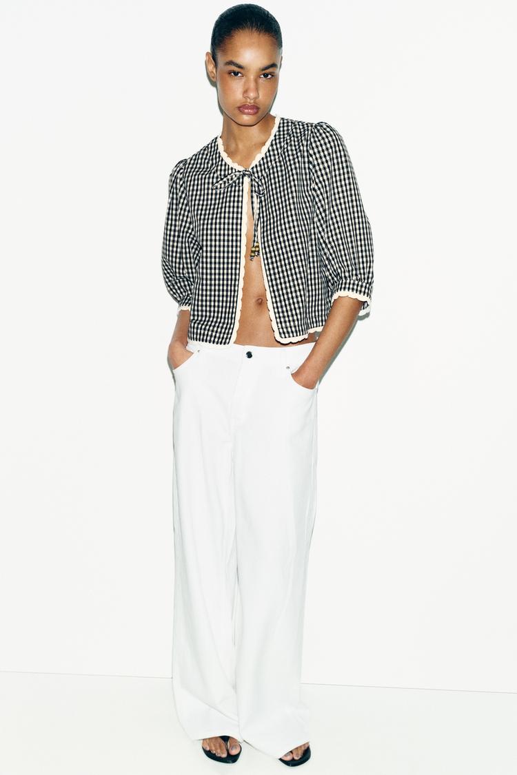 CROCHET GINGHAM CHECK JACKET - Zara product image
