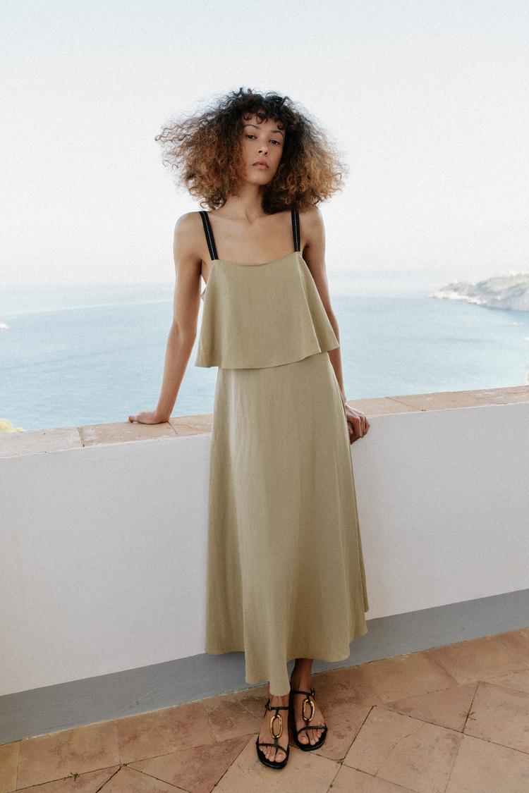 DOUBLE LAYER STRAPPY MIDI DRESS - Zara product image