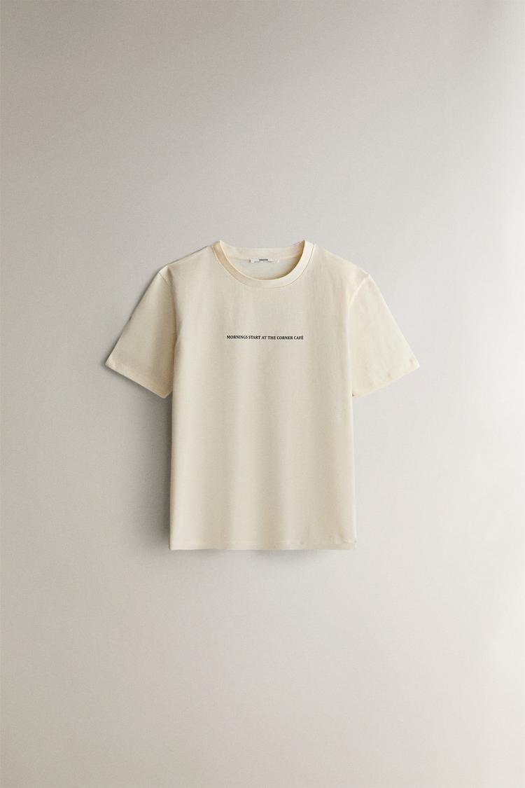 SHORT SLEEVE TEXT T-SHIRT - Zara product image