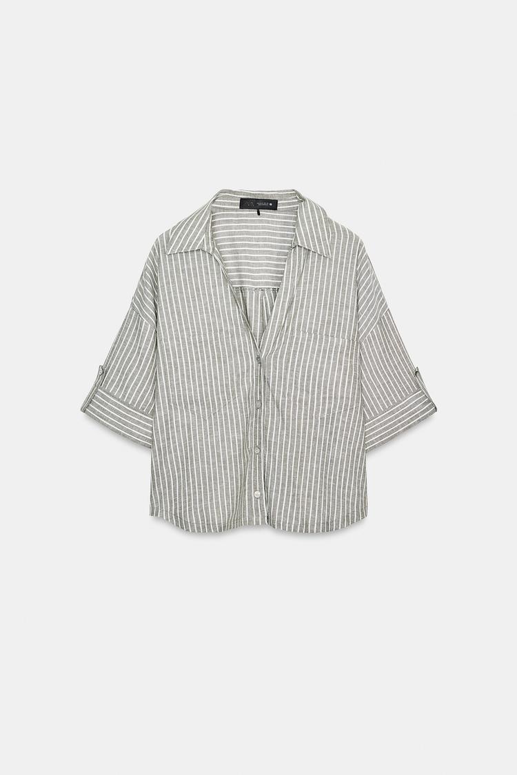 STRIPED LINEN SHIRT - Zara product image