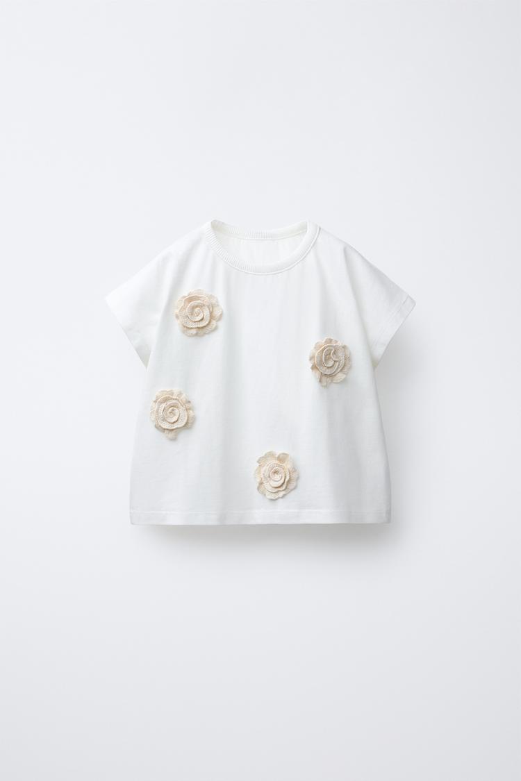CROCHET FLORAL T-SHIRT - Zara product image