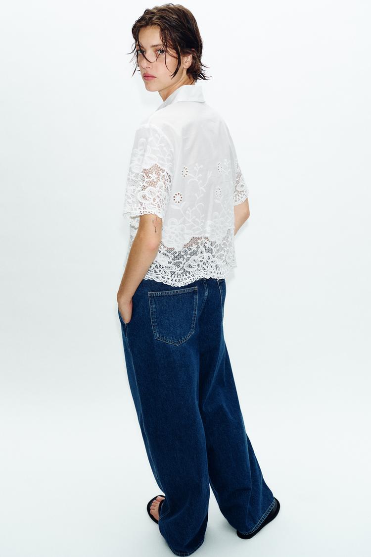 EMBROIDERED EYELET SHIRT - Zara product image