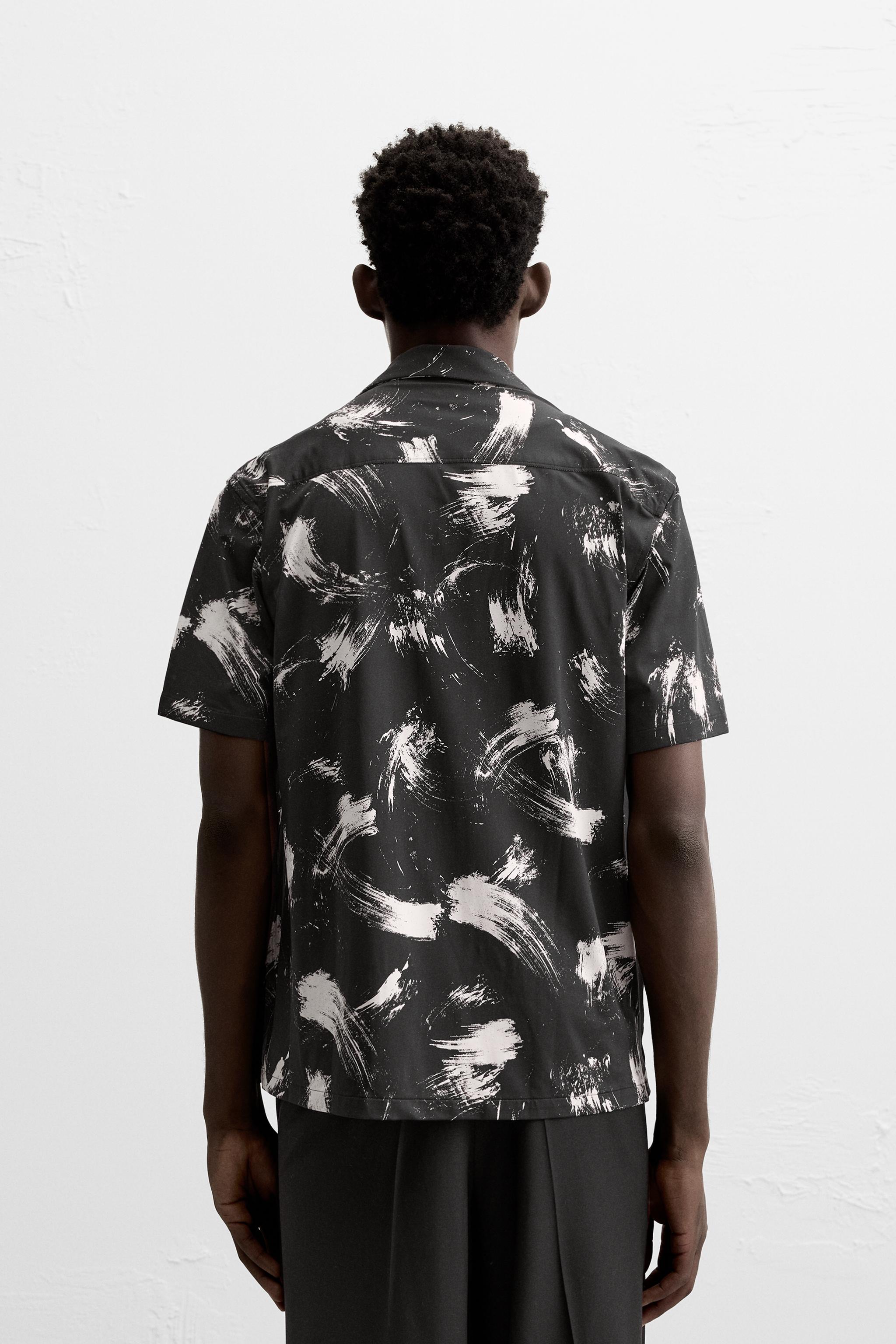 ABSTRACT PRINT STRETCH SHIRT