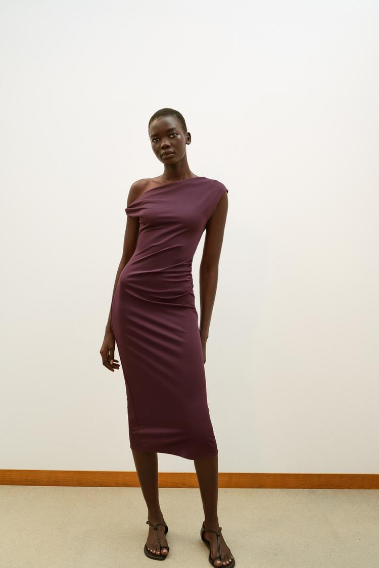 ASYMMETRIC MIDI DRESS - Zara product image