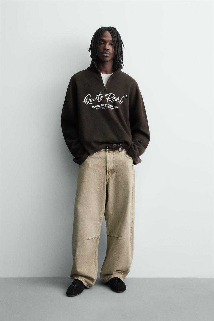 PRINTED QUARTER-ZIP SWEATSHIRT - Zara product image