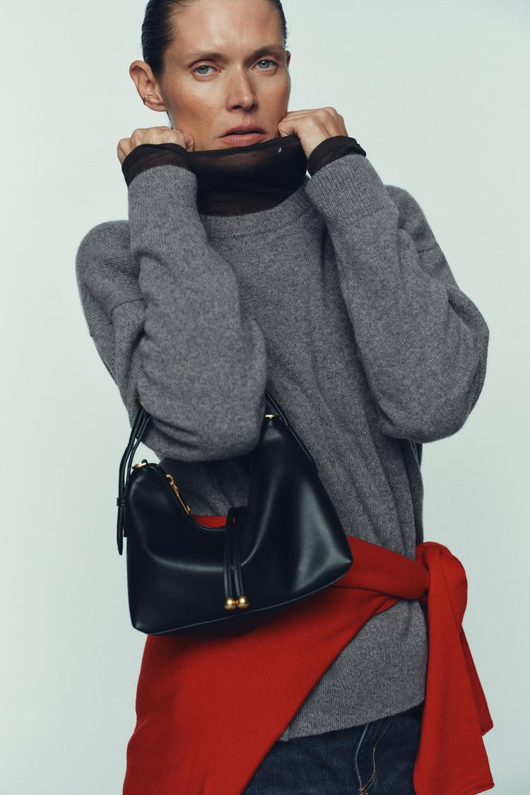 MINI BUCKET BAG WITH BEAD DETAIL - Zara product image