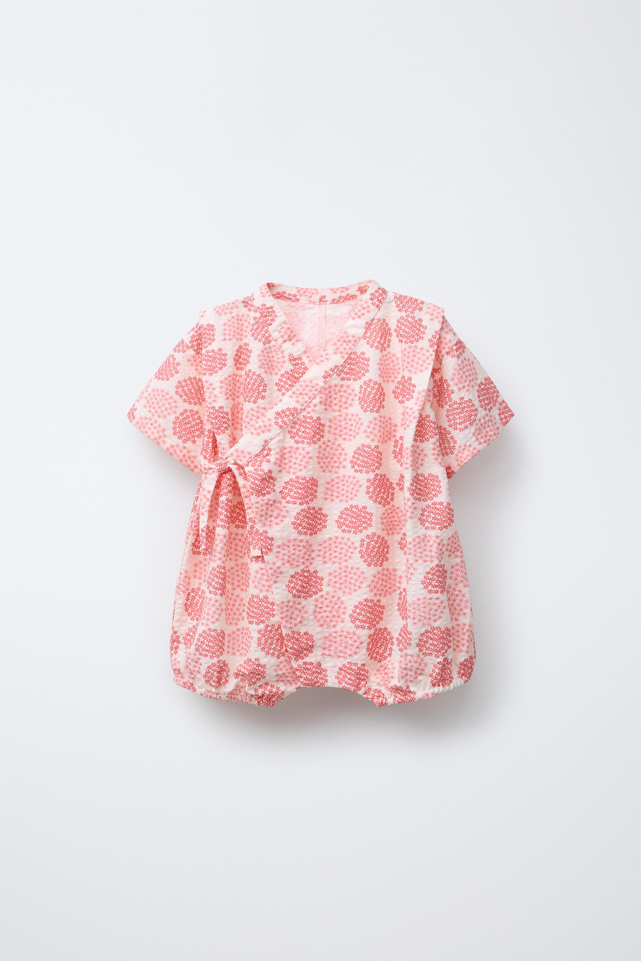 1-9 MONTHS/ FLORAL PRINT KIMONO ROMPER