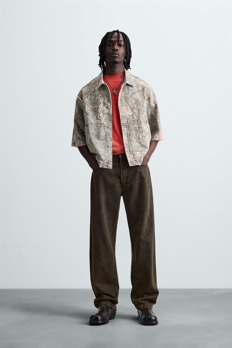 WASHED ABSTRACT PRINT OVERSHIRT