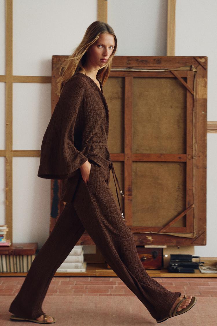 CRINKLED BELTED JACKET - Zara product image
