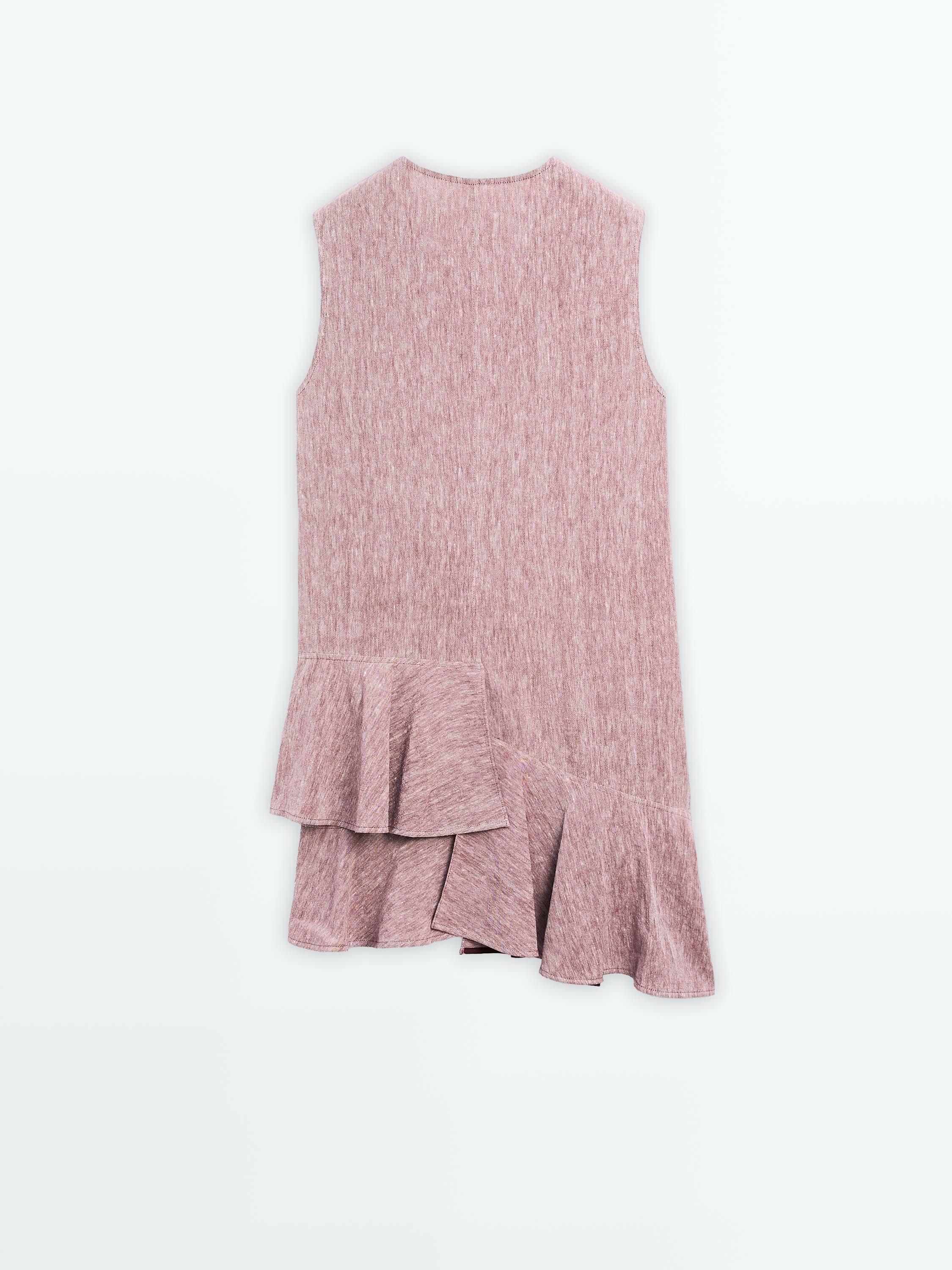 100% linen ruffled mini dress
